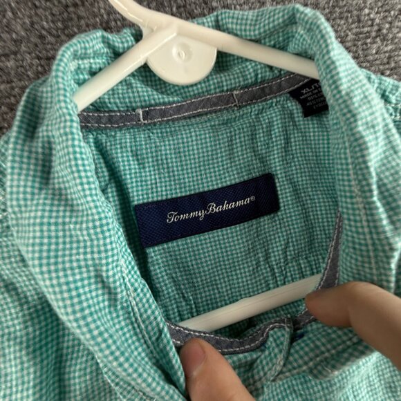 Tommy Bahama Linen Tencel Lyocell Light Green Pocket Button Up XL Short Sleeve - Picture 8 of 12